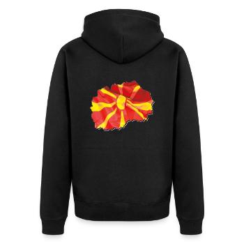 Mazedonien Flagge in der Mazedonien Landkarte - Unisex Premium Bio Zip Hoodie - Schwarz - Hinten - Nico (187cm)