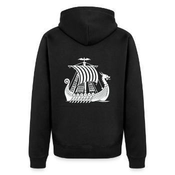Viking Ship - Unisex Premium Organic Zip Hoodie - black - Back - Nico (187cm)