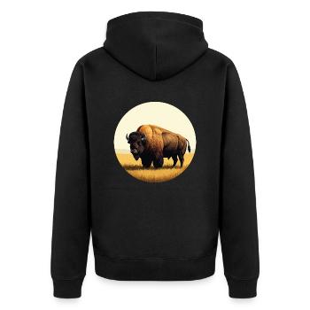 Bison in the prairie - Unisex Premium Organic Zip Hoodie - black - Back - Nico (187cm)