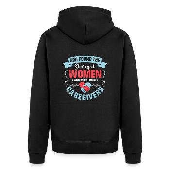 God Found The Strongest Women Carer Caregiving - Unisex Premium Organic Zip Hoodie - black - Back - Nico (187cm)