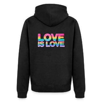 Love Is Love Mois de la Gay Pride LGBT CSD LGBTQ+ - Veste à capuche bio Premium Unisexe - noir - Dos - Nico (187cm)