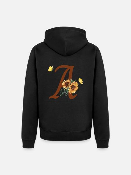Brief an Sunflower Butterfly - Unisex Premium Bio Zip Hoodie - Schwarz
