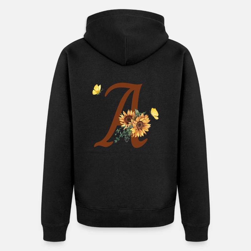 Lettre a tournesol papillon - Veste à capuche bio Premium Unisexe - noir