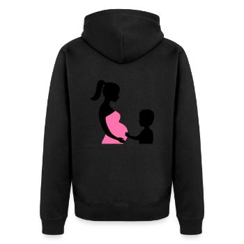 Schwanger mit Sohn - Unisex Premium Bio Zip Hoodie - Schwarz - Hinten - Nico (187cm)
