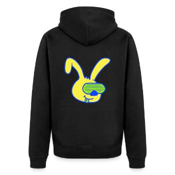 Hase Sonnenbrille Rillen Streifen Party feiern Fun - Unisex Premium Bio Zip Hoodie - Schwarz - Hinten - Nico (187cm)
