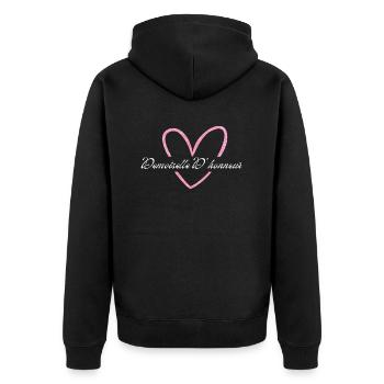 Bridesmaid Pink Heart Glitter - Unisex Premium Organic Zip Hoodie - black - Back - Nico (187cm)