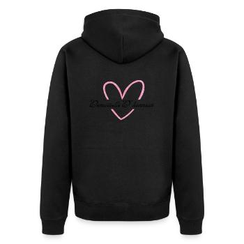 Bridesmaid Pink Heart Glitter - Unisex Premium Organic Zip Hoodie - black - Back - Nico (187cm)