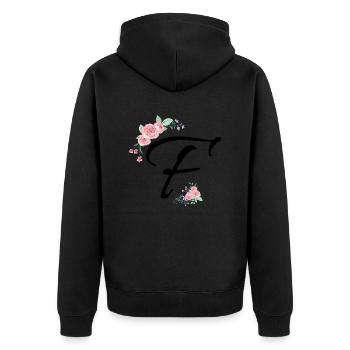 Buchstabe f Blumen - Unisex Premium Bio Zip Hoodie - Schwarz - Hinten - Nico (187cm)