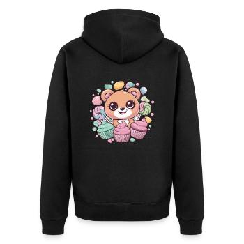 Kawaii Anime – Süßes Manga Design für Otakus Teddy - Unisex Premium Bio Zip Hoodie - Schwarz - Hinten - Nico (187cm)