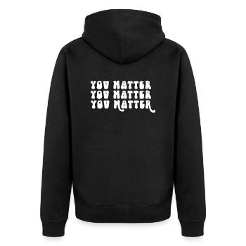 Du bist wichtig Positive Affirmation Motivation - Unisex Premium Bio Zip Hoodie - Schwarz - Hinten - Nico (187cm)