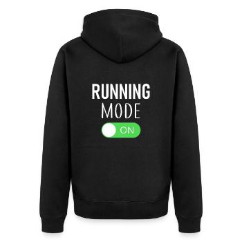 Running Mode On - Joggen - Läufer - Sport - Unisex Premium Bio Zip Hoodie - Schwarz - Hinten - Nico (187cm)