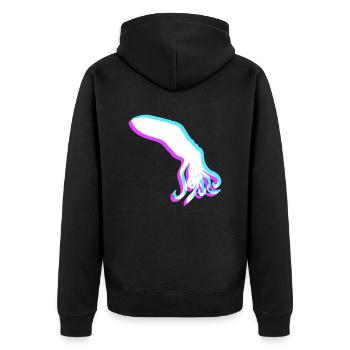 Oktopus 3D Illusion Design cool blau rot cyan rosa - Unisex Premium Bio Zip Hoodie - Schwarz - Hinten - Nico (187cm)