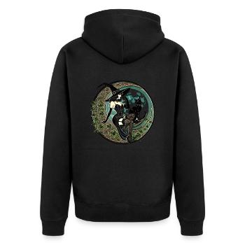 Halloween Hexe Pinup – Gruseliges Retro Glam Design - Unisex Premium Bio Zip Hoodie - Schwarz - Hinten - Nico (187cm)