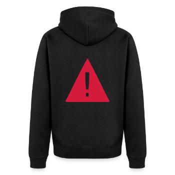 Achtung - Ausrufezeichen - Unisex Premium Bio Zip Hoodie - Schwarz - Hinten - Nico (187cm)