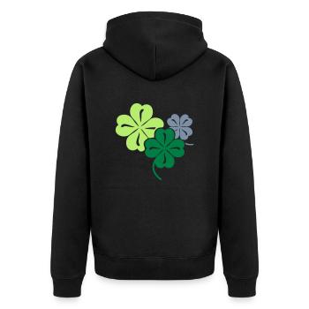 Glücks Kleeblatt - Geschenk zum Geburtstag - Unisex Premium Bio Zip Hoodie - Schwarz - Hinten - Nico (187cm)