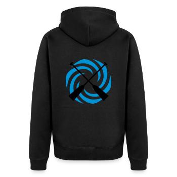 turbine_paddel - Unisex Premium Bio Zip Hoodie - Schwarz - Hinten - Nico (187cm)