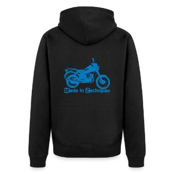 MZ ETZ 251 Zschopau - Unisex Premium Bio Zip Hoodie - Schwarz - Hinten - Nico (187cm)