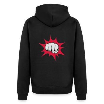 Faust - Unisex Premium Bio Zip Hoodie - Schwarz - Hinten - Nico (187cm)