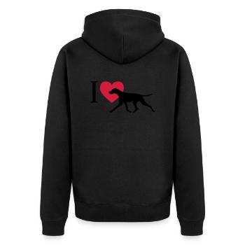 J'aime Pointer - Veste à capuche bio Premium Unisexe - noir - Dos - Nico (187cm)