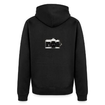 PHOTO ANALOG - Unisex Premium Bio Zip Hoodie - Schwarz - Hinten - Nico (187cm)