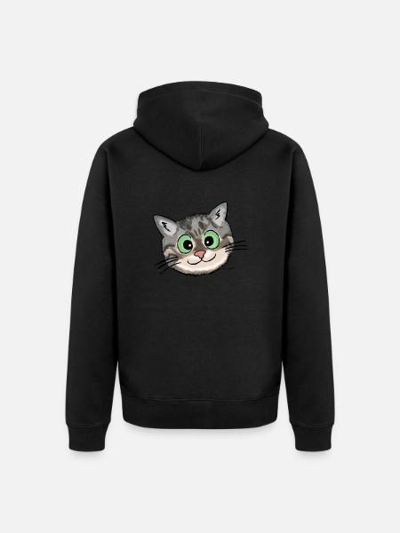 Kätzchen Lissy (smiling) - Unisex Premium Bio Zip Hoodie - Schwarz