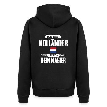 Ich bin Holländer - Unisex Premium Bio Zip Hoodie - Schwarz - Hinten - Nico (187cm)