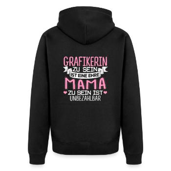 GRAFIKERIN - Mama sein ist unbezahlbar - Unisex Premium Bio Zip Hoodie - Schwarz - Hinten - Nico (187cm)