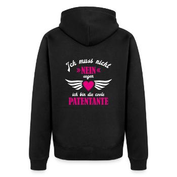 Ich muss nicht nein sagen ich bin die Patentante - Unisex Premium Bio Zip Hoodie - Schwarz - Hinten - Nico (187cm)