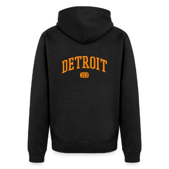 Detroit Michigan - Unisex Premium Bio Zip Hoodie - Schwarz - Hinten - Nico (187cm)