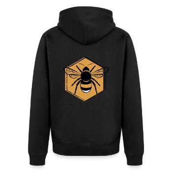 Bee - Unisex Premium Organic Zip Hoodie - black - Back - Nico (187cm)