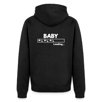 Baby Loading | Pregnancy gift - Unisex Premium Organic Zip Hoodie - black - Back - Nico (187cm)