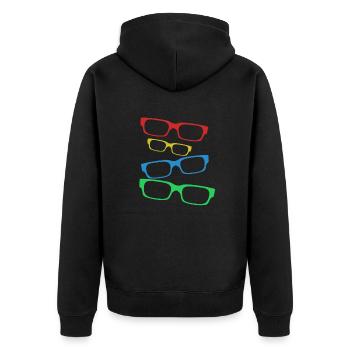 Design with colorful glasses with spectacle frame - Unisex Premium Organic Zip Hoodie - black - Back - Nico (187cm)