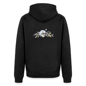 mehrere Blumen in einer Reihe angeordnet - Unisex Premium Bio Zip Hoodie - Schwarz - Hinten - Nico (187cm)