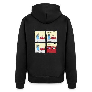 comic german fun funny - Unisex Premium Organic Zip Hoodie - black - Back - Nico (187cm)