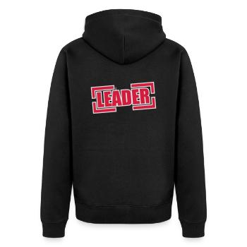 Leader - Unisex Premium Bio Zip Hoodie - Schwarz - Hinten - Nico (187cm)