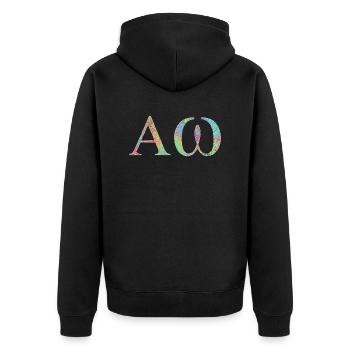 Alpha et Omega A et O - symbole chrétien - Veste à capuche bio Premium Unisexe - noir - Dos - Nico (187cm)