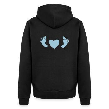 pieds de bébé avec coeur d'amour en bleu - Veste à capuche bio Premium Unisexe - noir - Dos - Nico (187cm)
