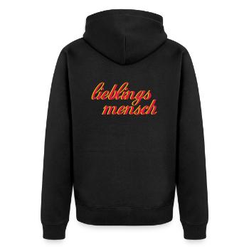lieblingsmensch_2 - Unisex Premium Bio Zip Hoodie - Schwarz - Hinten - Nico (187cm)