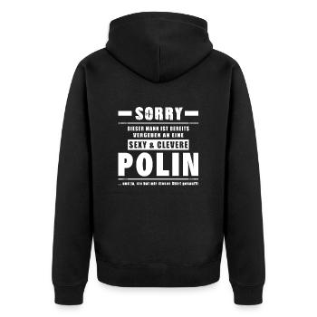 Polin - Mann Vergeben - Polen, Pole - Unisex Premium Bio Zip Hoodie - Schwarz - Hinten - Nico (187cm)