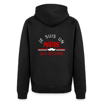 je suis un maitre qui déchire - Unisex Premium Bio Zip Hoodie - Schwarz - Hinten - Nico (187cm)
