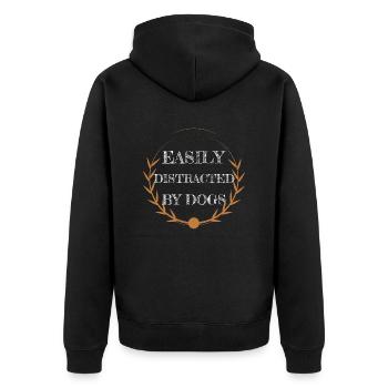 dog - easily distracted by dogs - Unisex Premium Bio Zip Hoodie - Schwarz - Hinten - Nico (187cm)