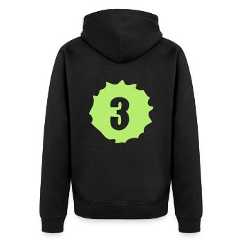Nummer 3 - Unisex Premium Bio Zip Hoodie - Schwarz - Hinten - Nico (187cm)