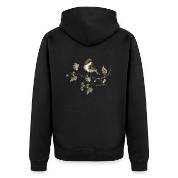 Vogel - Unisex Premium Bio Zip Hoodie - Schwarz - Hinten - Nico (187cm)