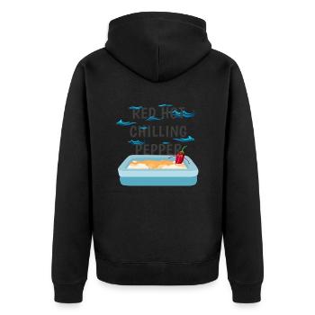 Red Hot Chilling Pepper - Unisex Premium Bio Zip Hoodie - Schwarz - Hinten - Nico (187cm)