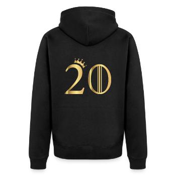 20Jahre - Unisex Premium Bio Zip Hoodie - Schwarz - Hinten - Nico (187cm)