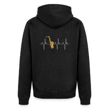 Heartbeat Saxophone Saxophonist Sax Shirt Cadeau - Veste à capuche bio Premium Unisexe - noir - Dos - Nico (187cm)