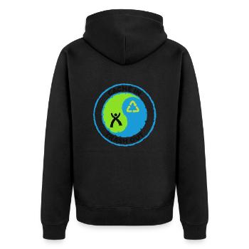 Cache in Trash out - Unisex Premium Bio Zip Hoodie - Schwarz - Hinten - Nico (187cm)