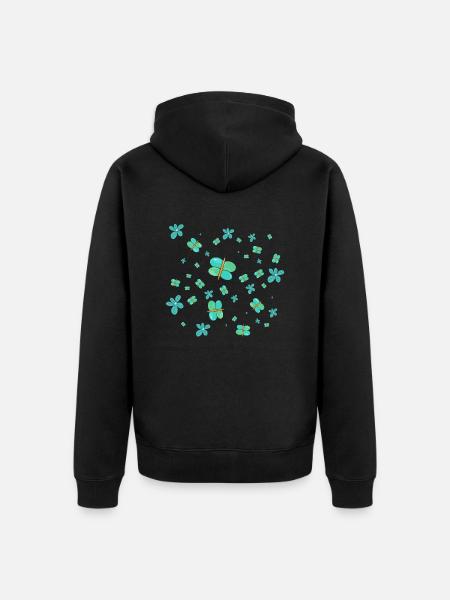 Buntes Muster der Schmetterlingskunst - abstrakter Schmetterling - Unisex Premium Bio Zip Hoodie - Schwarz