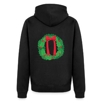 Kranz Weihnachten - Unisex Premium Bio Zip Hoodie - Schwarz - Hinten - Nico (187cm)