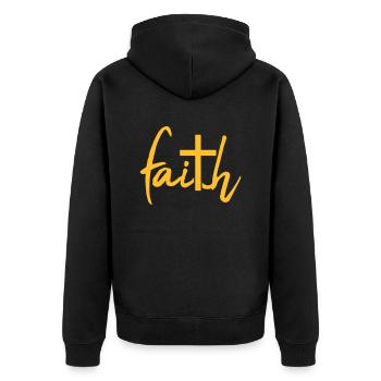 Faith Faith Cross - Unisex Premium Organic Zip Hoodie - black - Back - Nico (187cm)